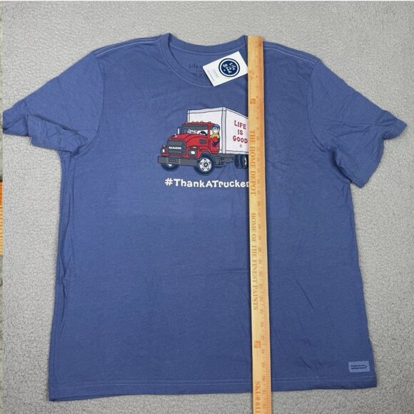 Life Is Good Shirt Mens XXL 2XL Blue Mack Trucks Thank A Trucker Crusher Tee NW - Picture 9 of 11